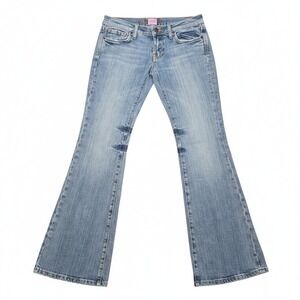 American Republic Womens 26 Low Rise Flare Jeans Light Wash Y2K Boho Denim 32x32